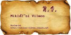 Miklósi Vilmos névjegykártya